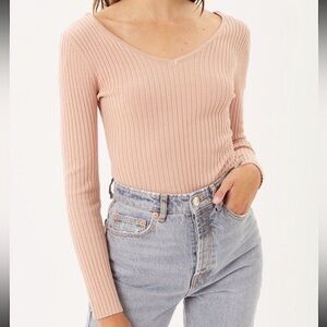 🆕🌿🩷LOVE TREE: MAUVE Ribbed Knit Stretchy Bodysuit LARGE